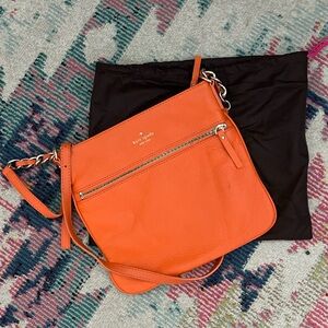 Orange Leather Crossbody